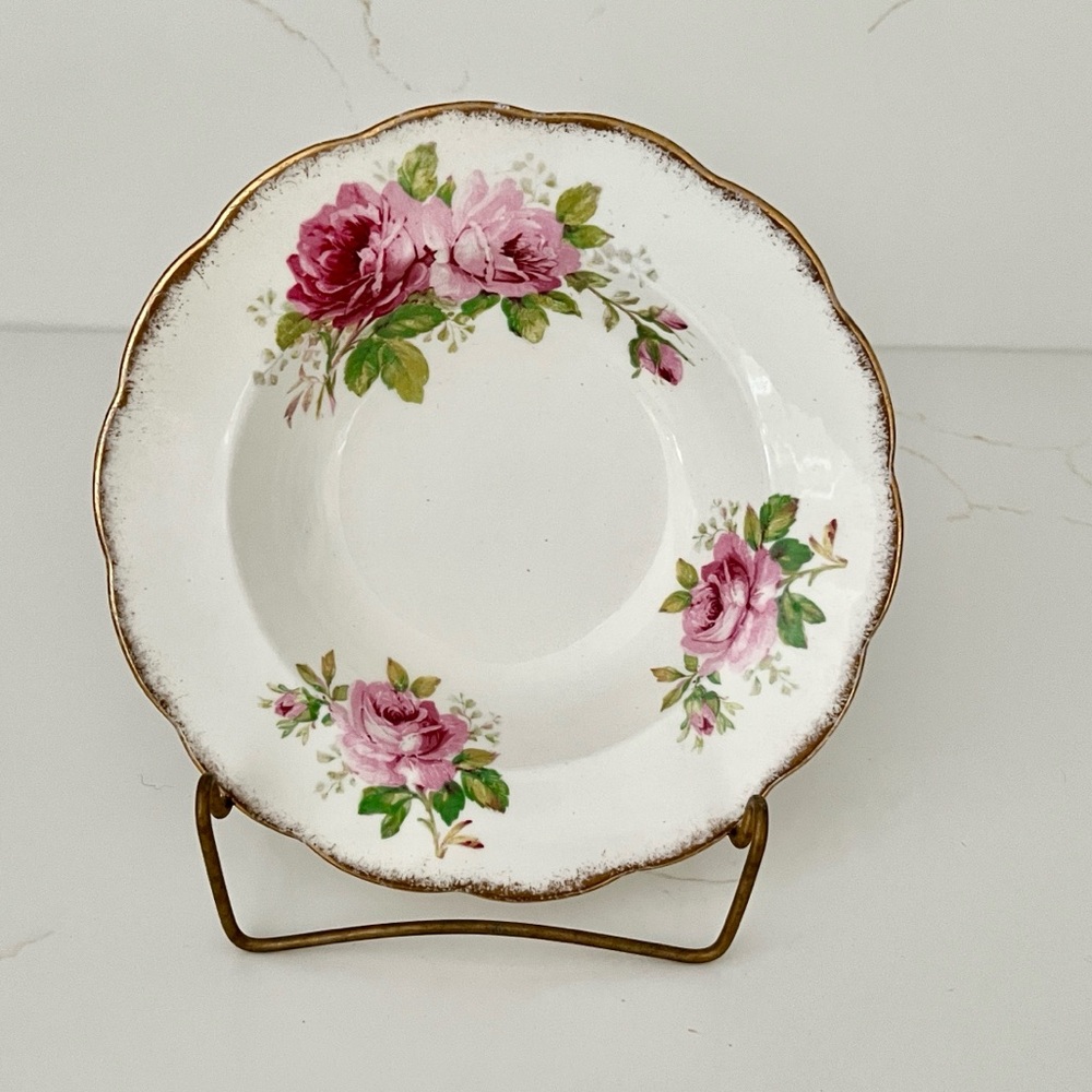 American Beauty Royal Albert Pink Floral Bowl w/Gold Trim